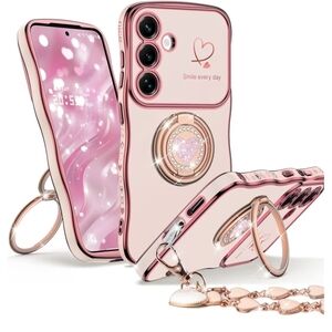 Pink Heart Phone Case with Ring Holder Samsung Galaxy S25